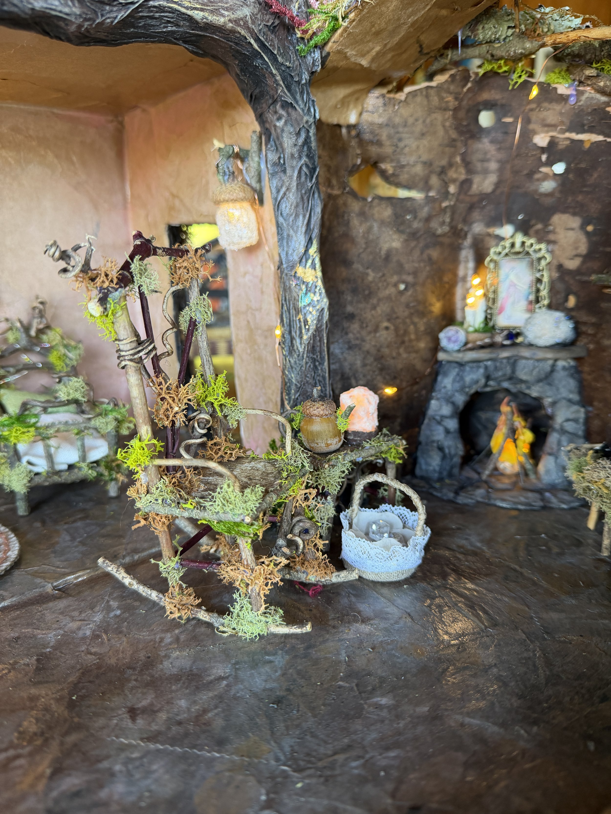 One of a kind, handmade, upcycled and natural materials, fairy doll house