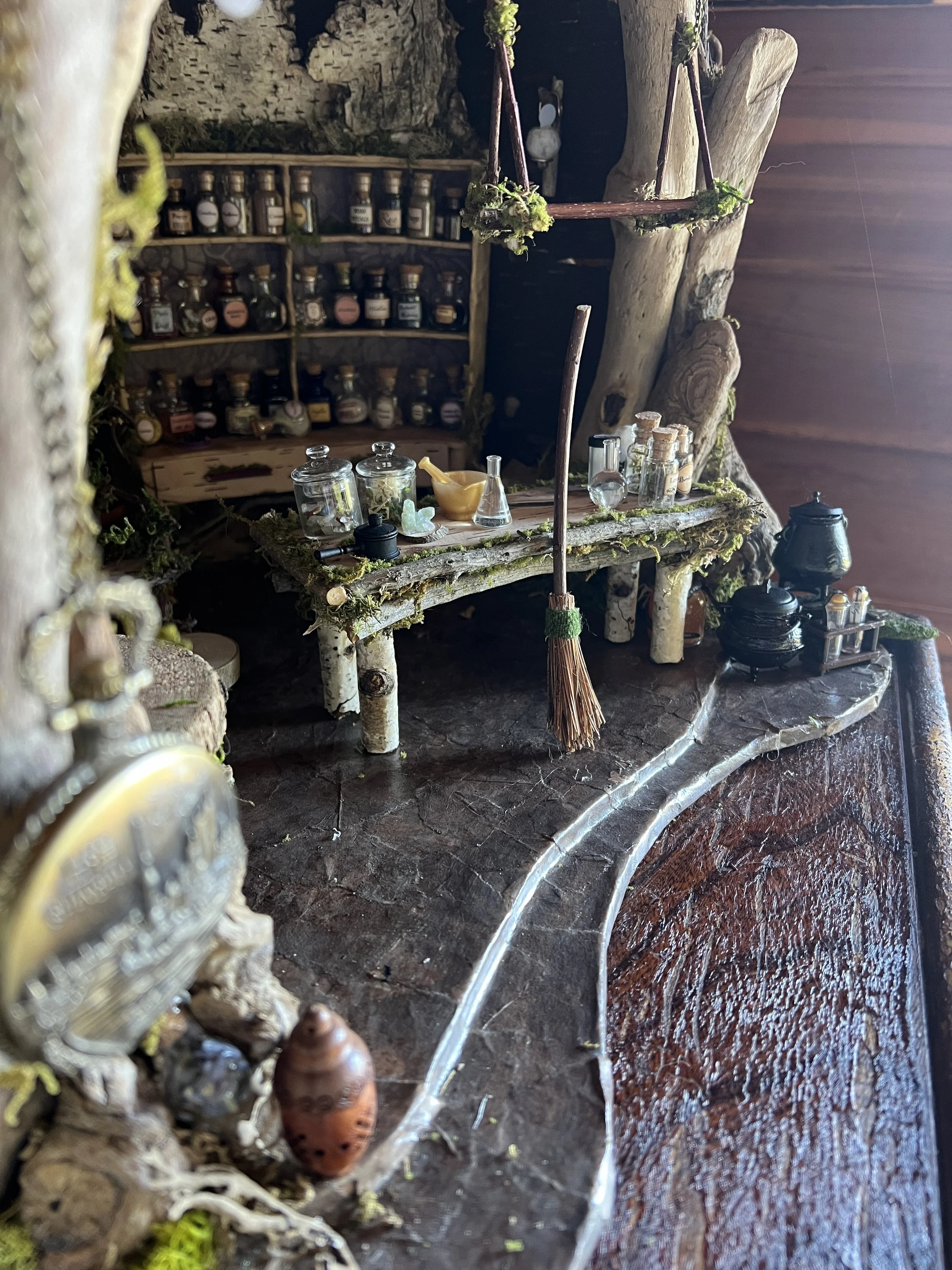 One of a kind, handmade, upcycled and natural materials, fairy doll house