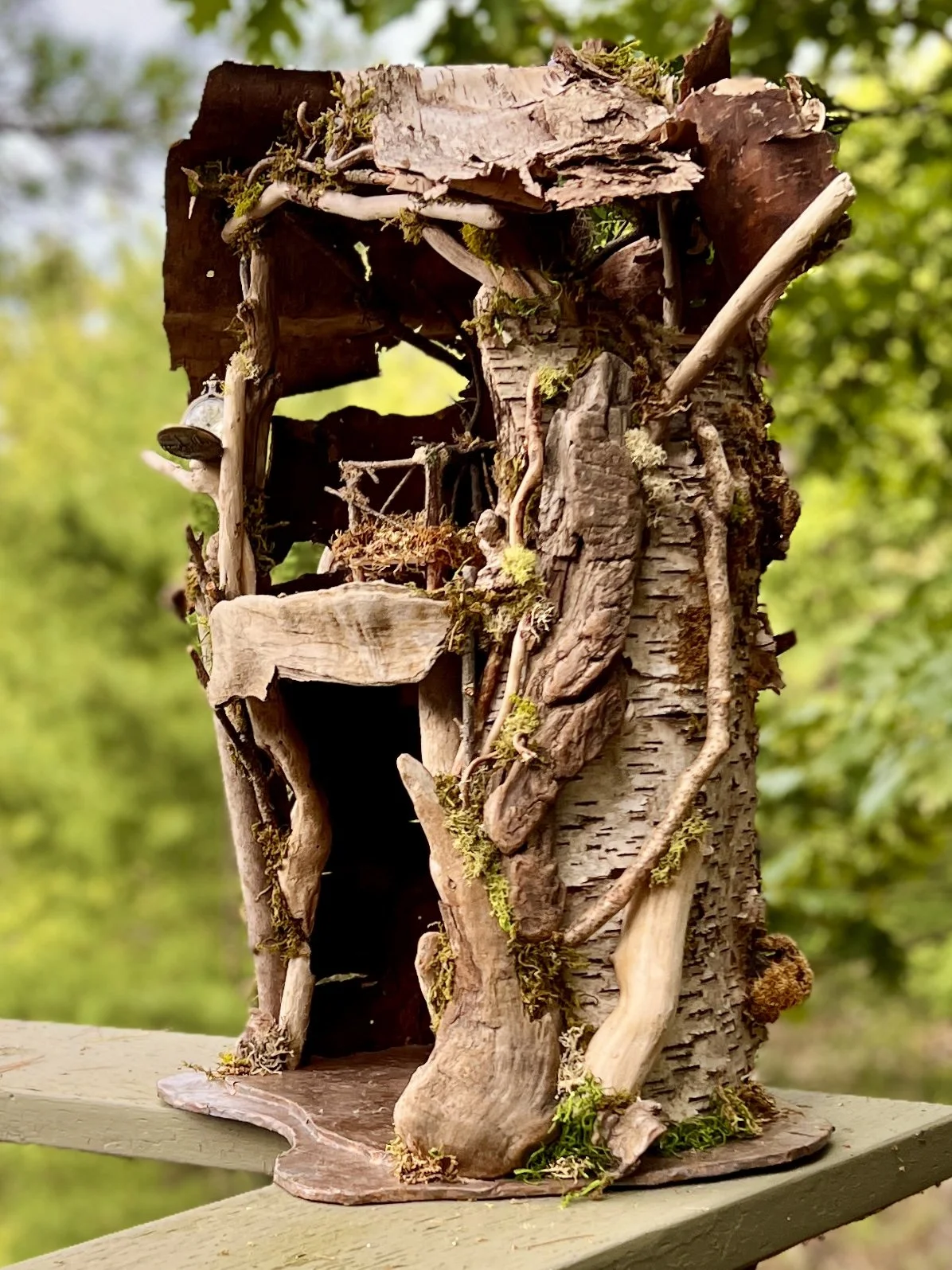 One of a kind, handmade, upcycled and natural materials, fairy doll house