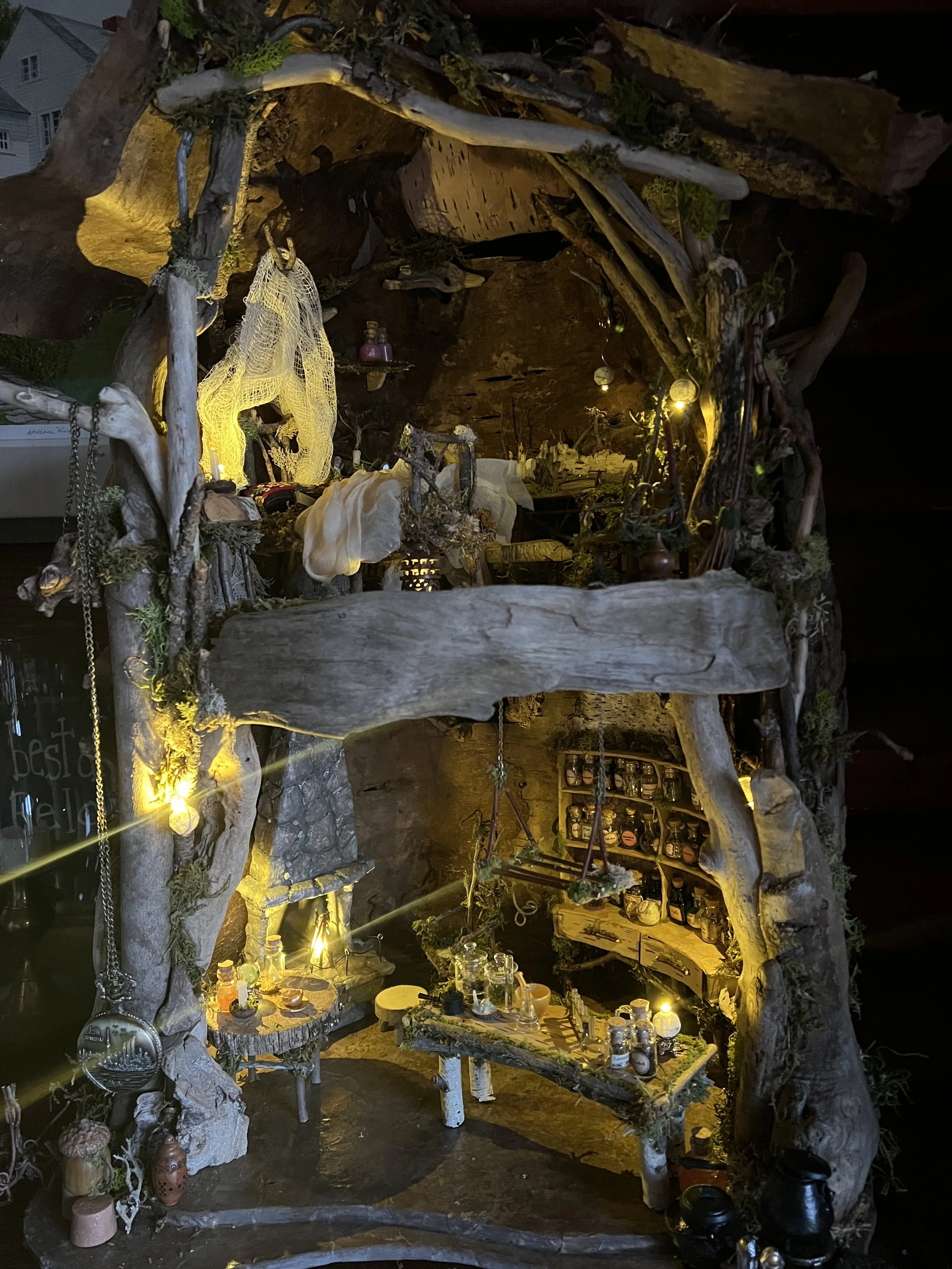 One of a kind, handmade, upcycled and natural materials, fairy doll house