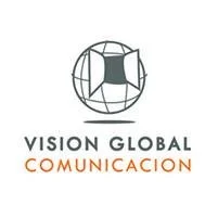 Logo for Vision Global Comunicación with a globe design and company name.