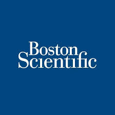 Boston Scientific logo on blue background.