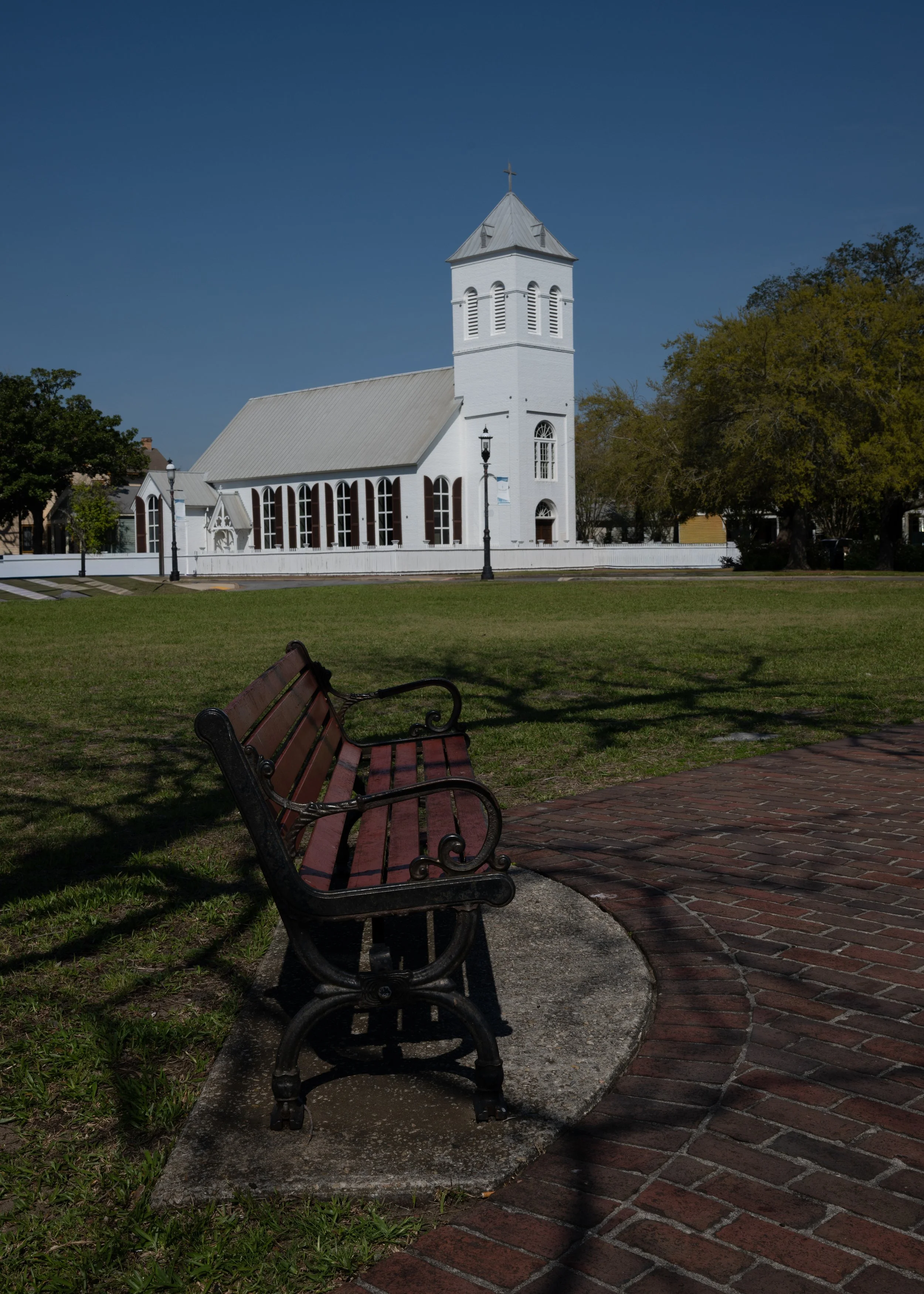 Hyperfocal shot of historic Christ Church at Seville Square Park, Pensacola, Florida.