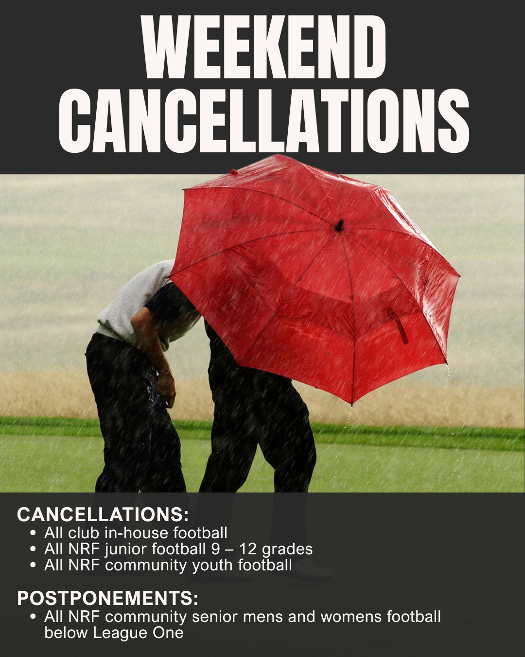 Cancellations for the opening weekend