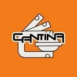 Logo with a stylized hand holding a gun and the text 'CANTINA' on an orange background.