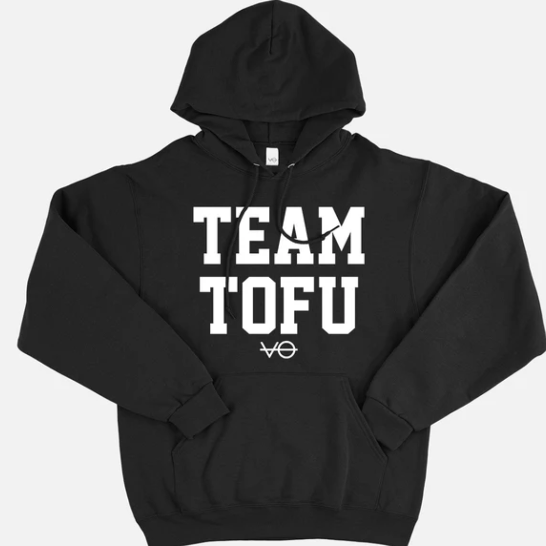 Black hoodie with white text reading 'TEAM T'OFU' and a small logo below.