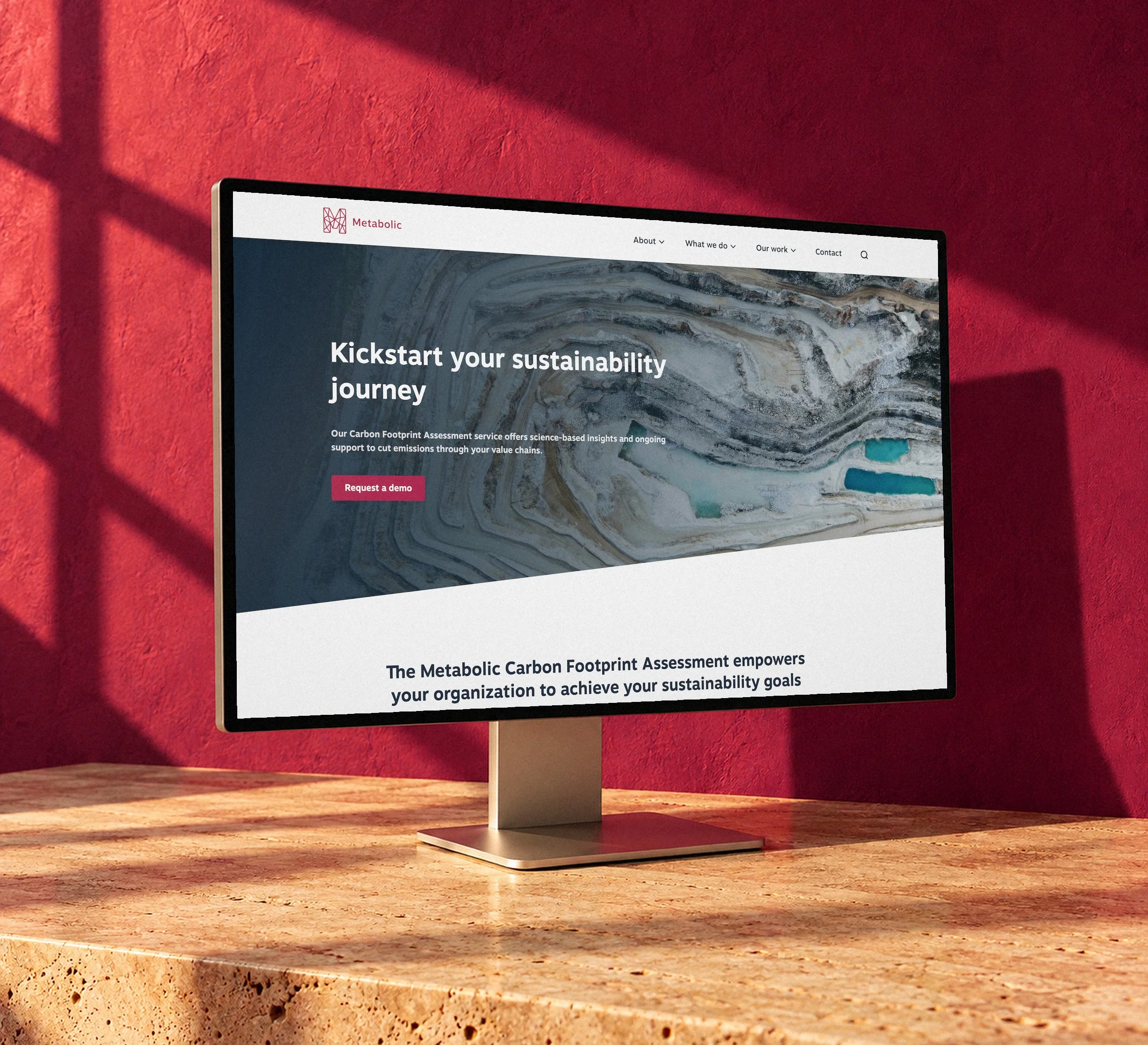 Metabolic's carbon footprint assessment page on a desktop display