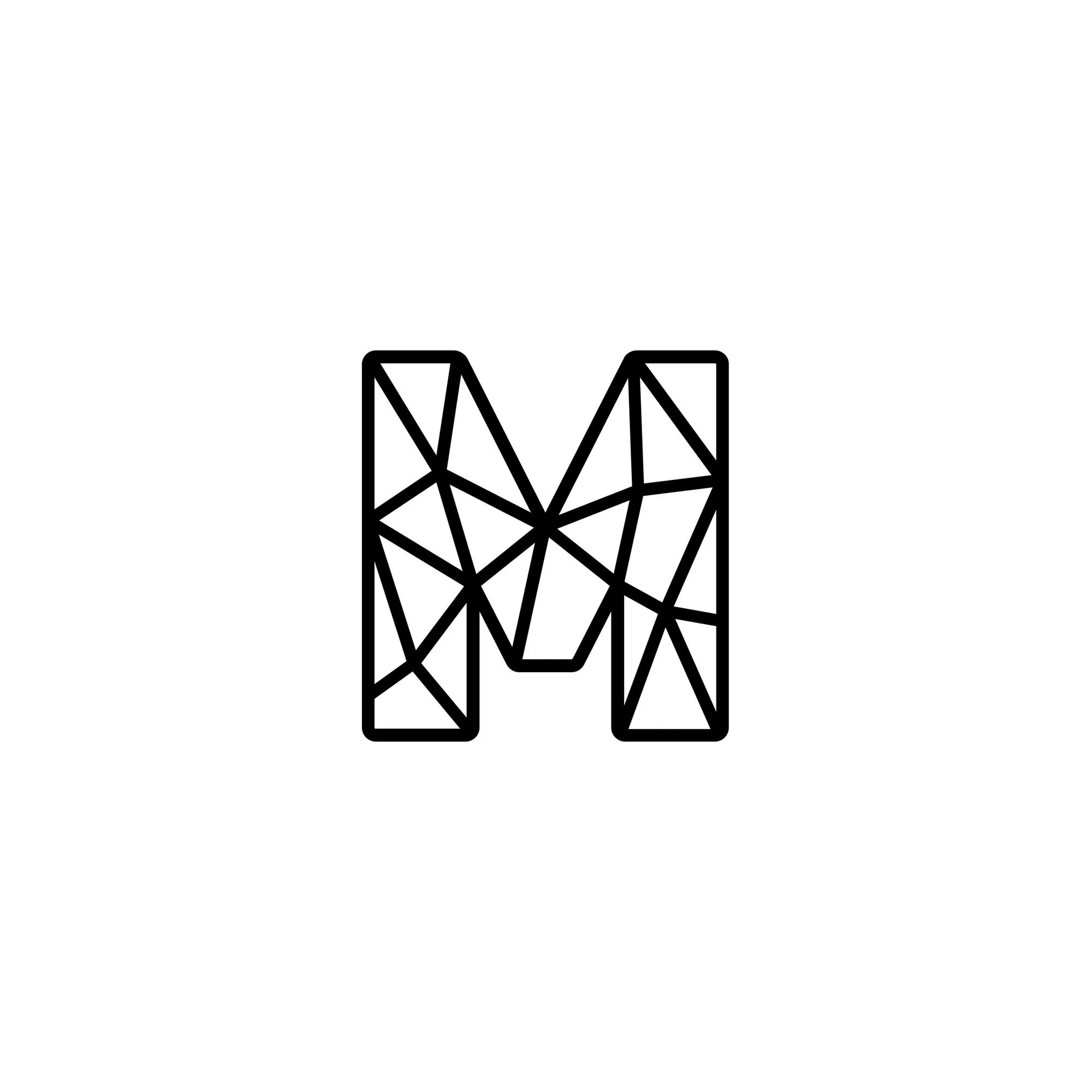 Metabolic logomark, a faceted letter M, in black on white