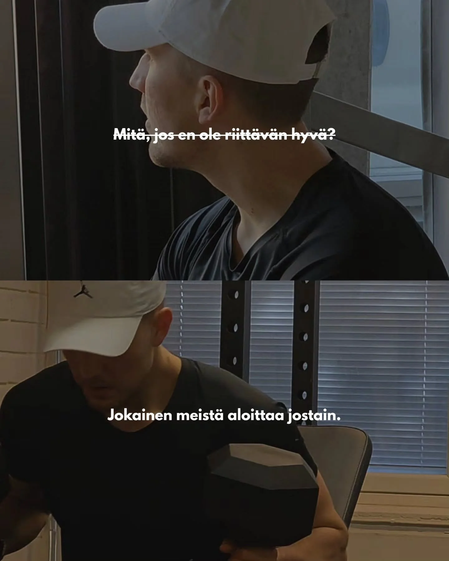 Jos mietit riit&auml;tk&ouml;..
Jos mietit oletko tarpeeksi hyv&auml;..

niin muista t&auml;m&auml;:
kaikki aloittaa jostain.

&Auml;l&auml; vertaa itse&auml;si muihin.
Vertaa itse&auml;si siihen, kuka olit eilen.

Matka ei ole helppo, mutta se kehit