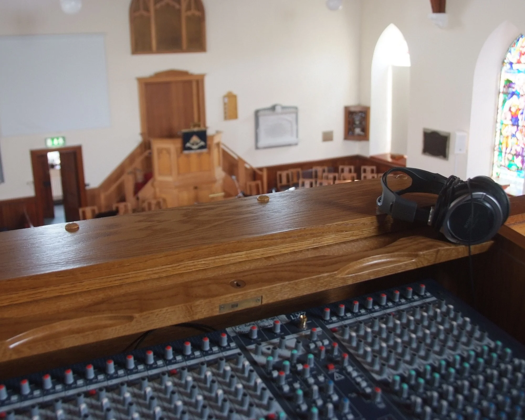 Bespoke Church Sound Desk

A handmade oak sound desk designed to house audio equipment within a traditional church interior. The cabinet provides a practical working position for sound control, while the natural timber, polished finish and careful de