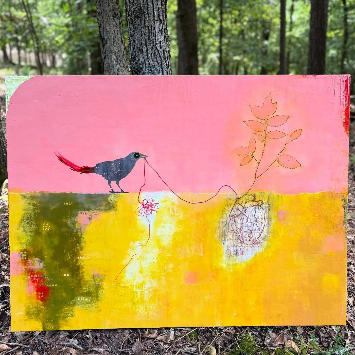 But I Came Here for Peace 
48 x 36 in
Encaustic and mixed media on wood

This artwork is for anyone with chronic health issues or anyone who has experienced a prolonged fight or flight response. Drop a 💛 if you can relate, I'd love to hold space for