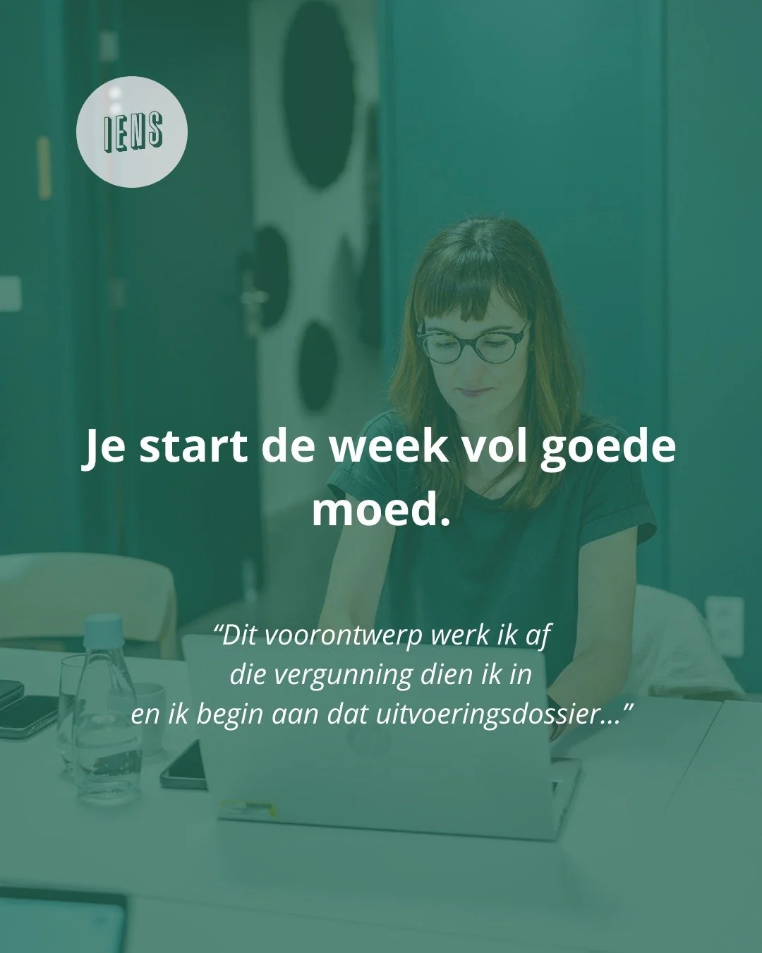 Je start de week vol goede moed: 
&ldquo;𝘋𝘪𝘵 𝘷𝘰𝘰𝘳𝘰𝘯𝘵𝘸𝘦𝘳𝘱 𝘸𝘦𝘳𝘬 𝘪𝘬 𝘢𝘧, 𝘥𝘪𝘦 𝘷𝘦𝘳𝘨𝘶𝘯𝘯𝘪𝘯𝘨 𝘥𝘪𝘦𝘯 𝘪𝘬 𝘪𝘯, 𝘦𝘯 𝘪𝘬 𝘣𝘦𝘨𝘪𝘯 𝘢𝘢𝘯 𝘥𝘢𝘵 𝘶𝘪𝘵𝘷𝘰𝘦𝘳𝘪𝘯𝘨𝘴𝘥𝘰𝘴𝘴𝘪𝘦𝘳&hellip;&rdquo;

Maar dan&hellip; 
een m