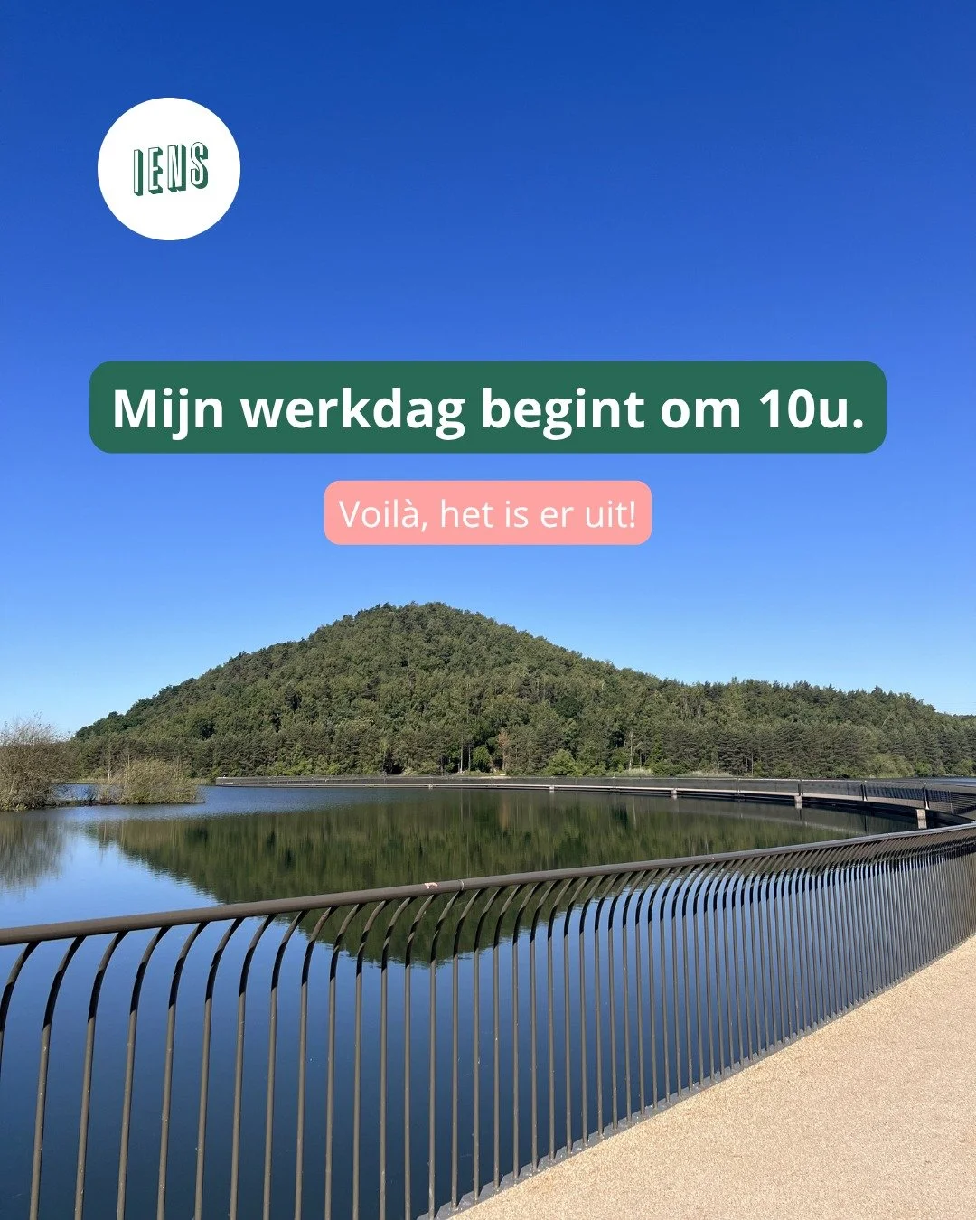Mijn werkdag begint om 10u. 
Voil&agrave;, het is er uit!

Vroeger werkte ik meer (dat zou normaal 7u36 zijn toen ik nog ambtenaar was 😉). Maar die uren waren niet altijd even effici&euml;nt. Ik verprutste mijn tijd wel eens. Ik sprong van mail naar