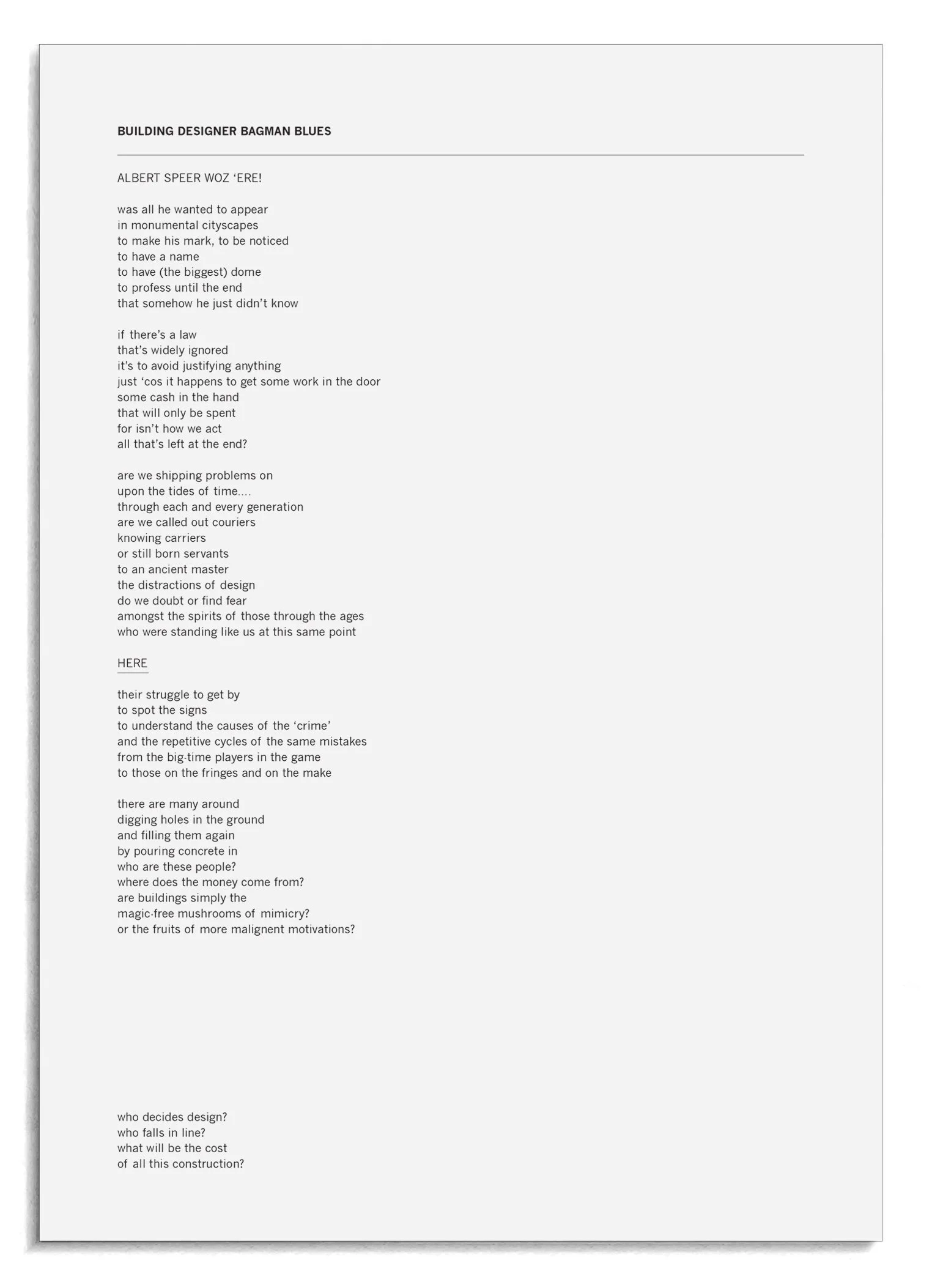 Building Designer Bagman Blues