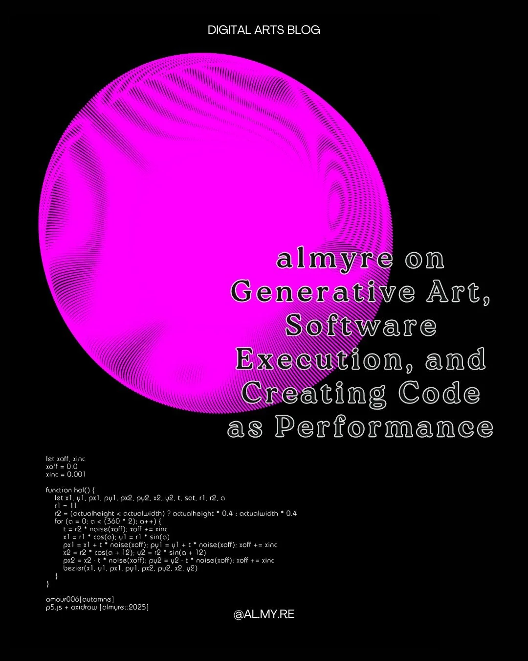 Artist Spotlight: almyre @al.my.re (Benoit Baudry) is a Professor of Computer Science and a generative artist based in Stockholm. In 2019, he founded the re|thread collective, a platform for exploring the intersection of software and art through gene