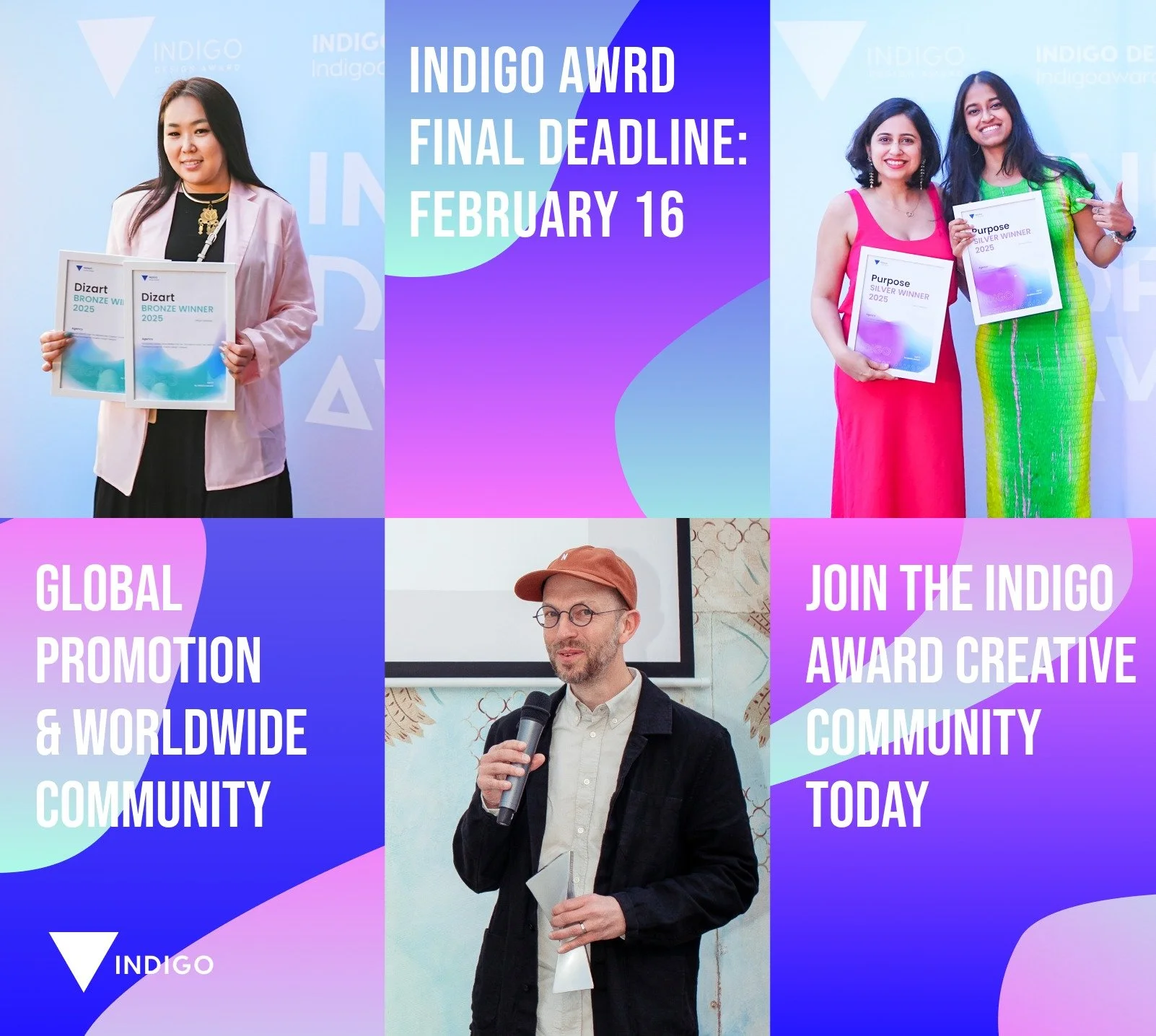 Open call📣 Apply to the 9th Indigo Design Award!

Calling all designers &mdash; graphic, digital, branding, and social impact creatives from around the world. Submissions are open for conceptual and completed projects (from the past 5 years), with t