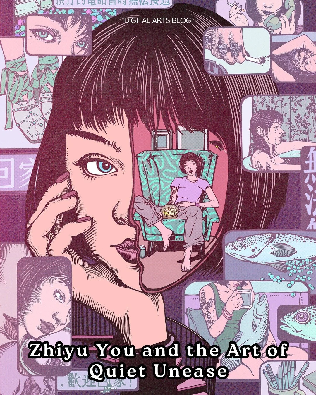 Artist Spotlight: Zhiyu You✨ @zyuyou_art is an illustrator and visual artist from China whose work blends fine art sensibilities with contemporary illustration. After studying Fine Art at the Central Academy of Fine Arts in Beijing, she earned her BF