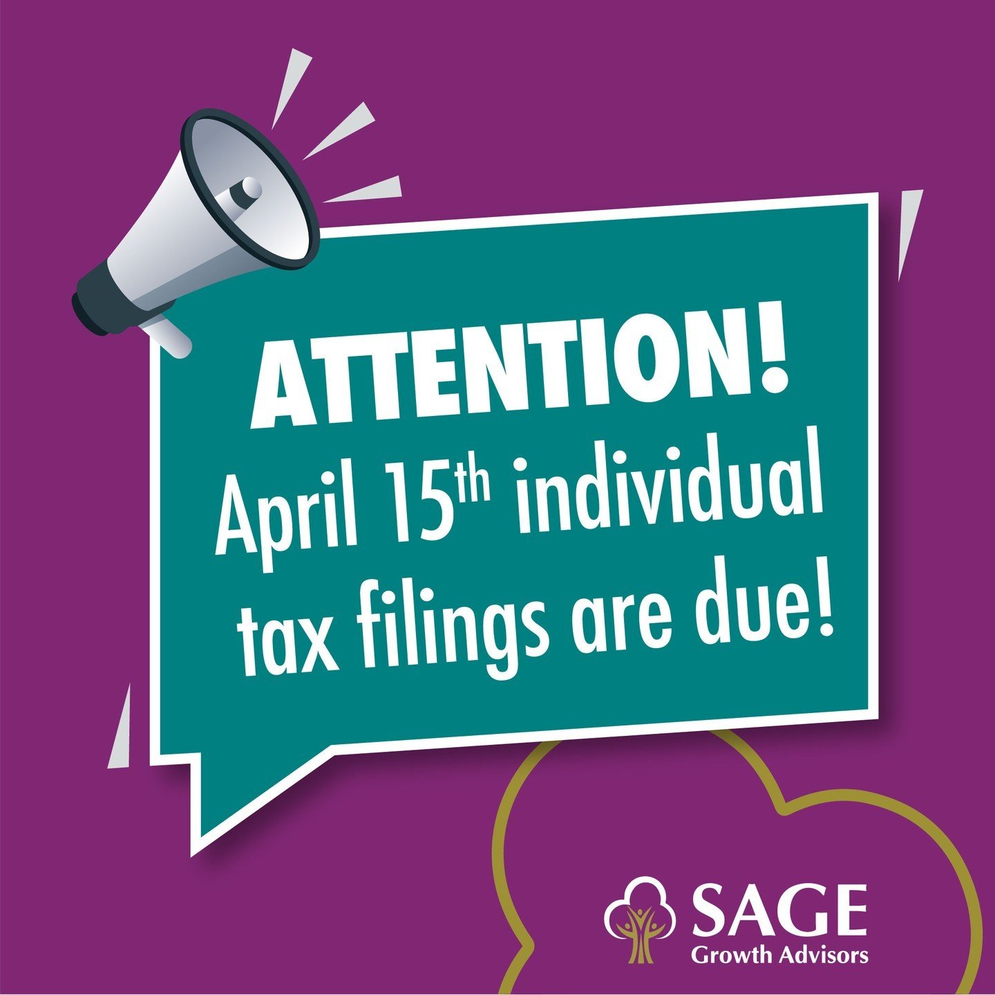 🌻April is here and these are your important dates to remember:

April 15th individual tax filings are due‼️ 

Need an extension or help completing your taxes? We can help!! Head over to our website (link in bio) click 👉 &ldquo;CONNECT NOW&rdquo; 👈