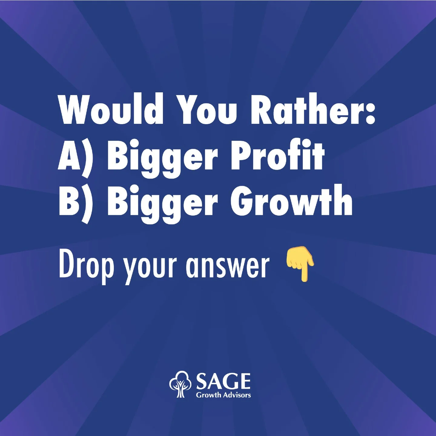 💬 Would you rather:
A) Take home a bigger profit this year
B) Reinvest most of it to grow your business

No wrong answers&mdash;just the kind of question that tells us a lot about your goals (and what kind of financial plan you need).

Drop your ans