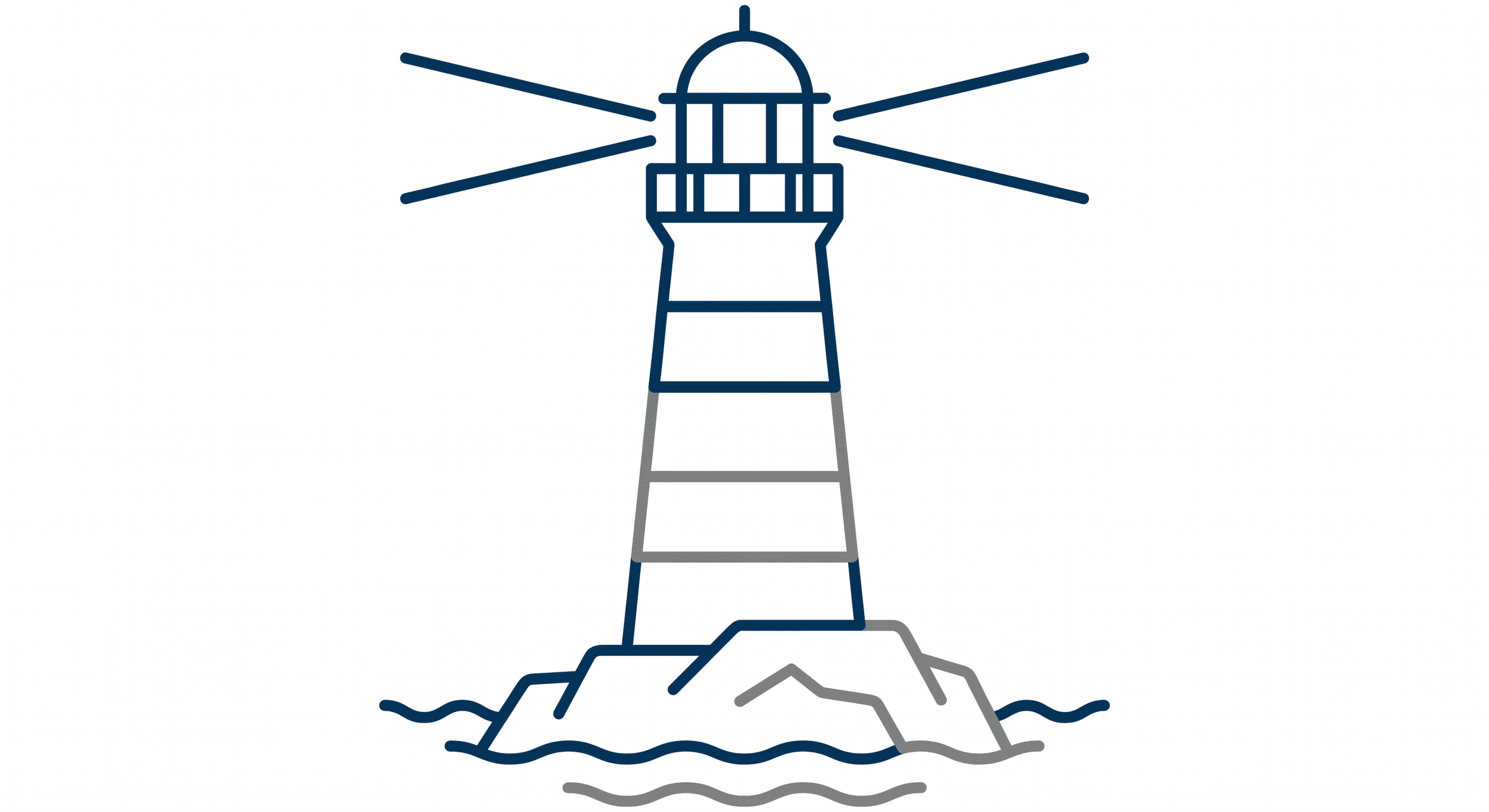 Ein Leuchtturm der auf einem Fels steht und in die Ferne strahlt - Symbol fuer Leitbild und Vorbildfunktion 