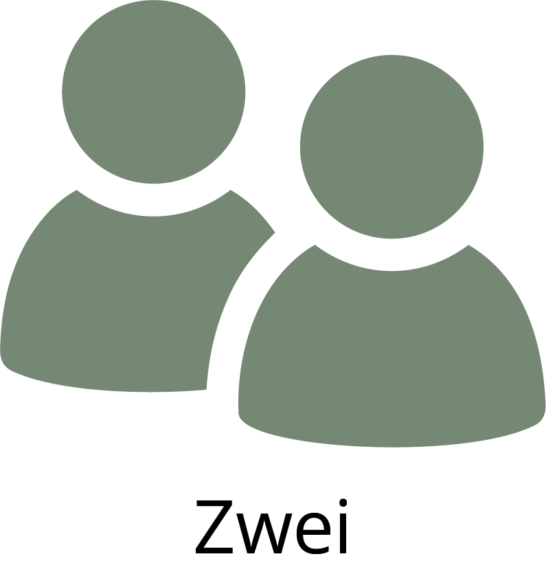 icon mit 2 Personen und dem Schriftzug "Zwei"