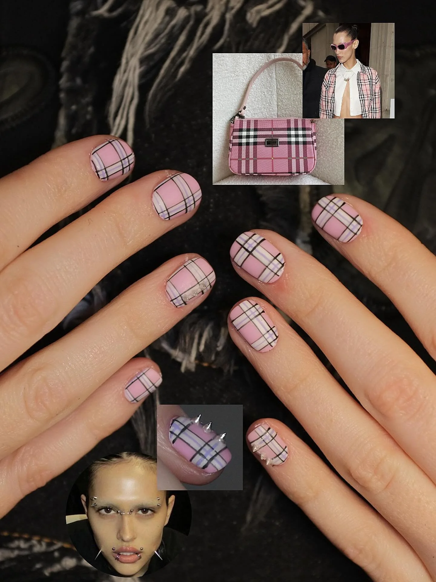 Pink burbs print topped with baddie studs xo 🤘🏼⛓️🎀💞🩰 @aoifeartist