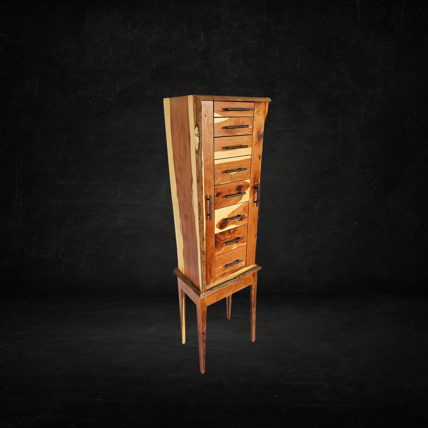 Jewelry armoire side angle