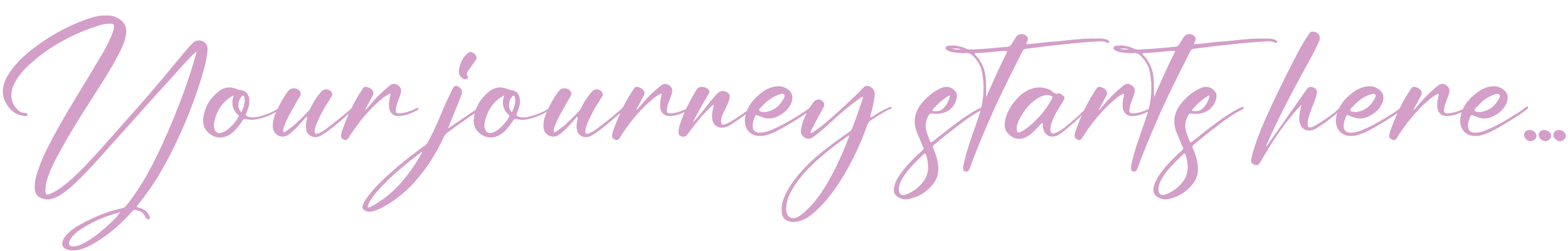 Placeholder text on transparent background that says 'Your journey starts here...' in purple cursive font.