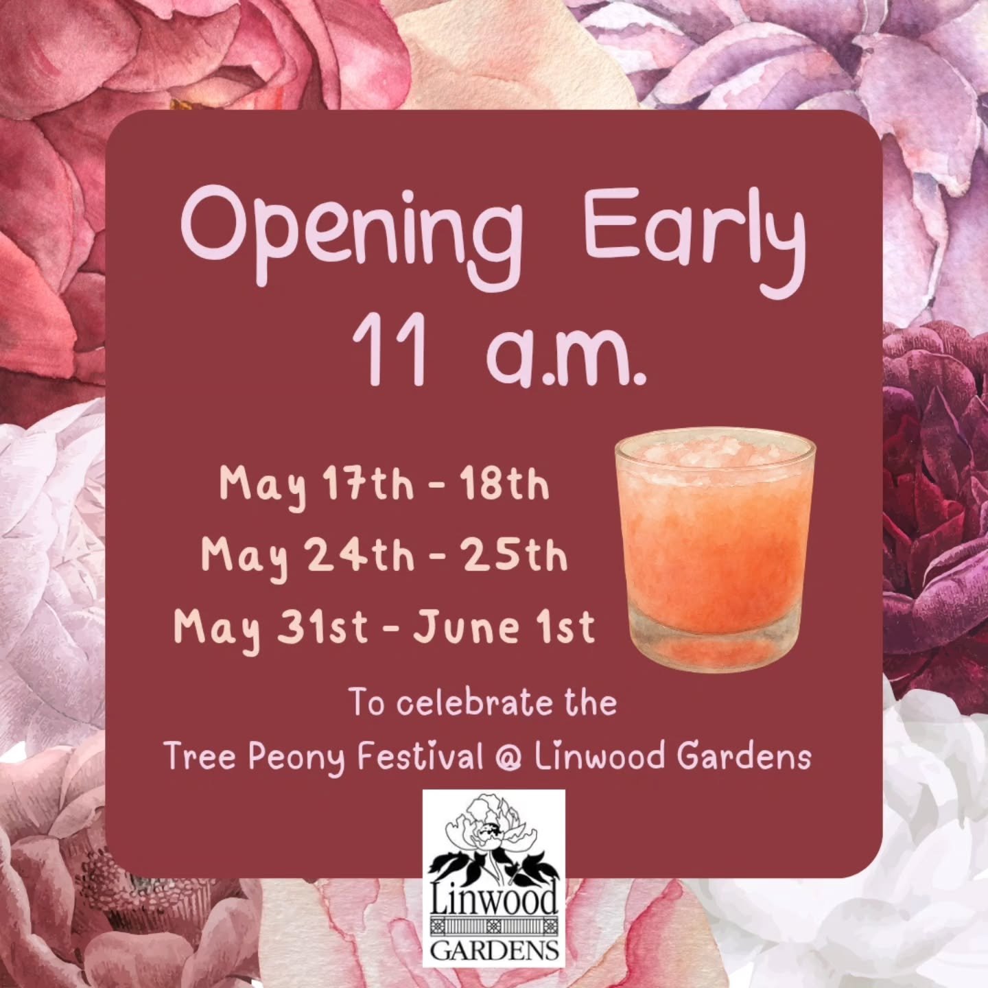 🌸✨ We&rsquo;re Blooming Early for the Tree Peony Festival! ✨🌸

In celebration of the stunning Tree Peony Festival at @linwoodgardens , Woodlawn Distilling is opening our doors early! Join us for a weekend of floral beauty, community, and craft spir
