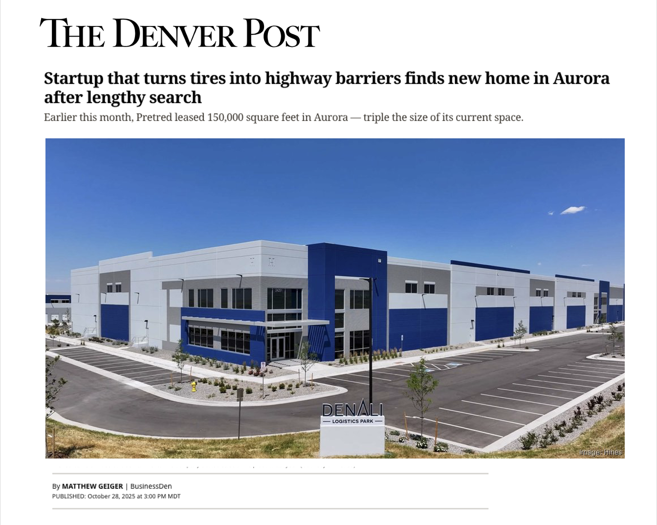 Pretred signs lease for expansion facility