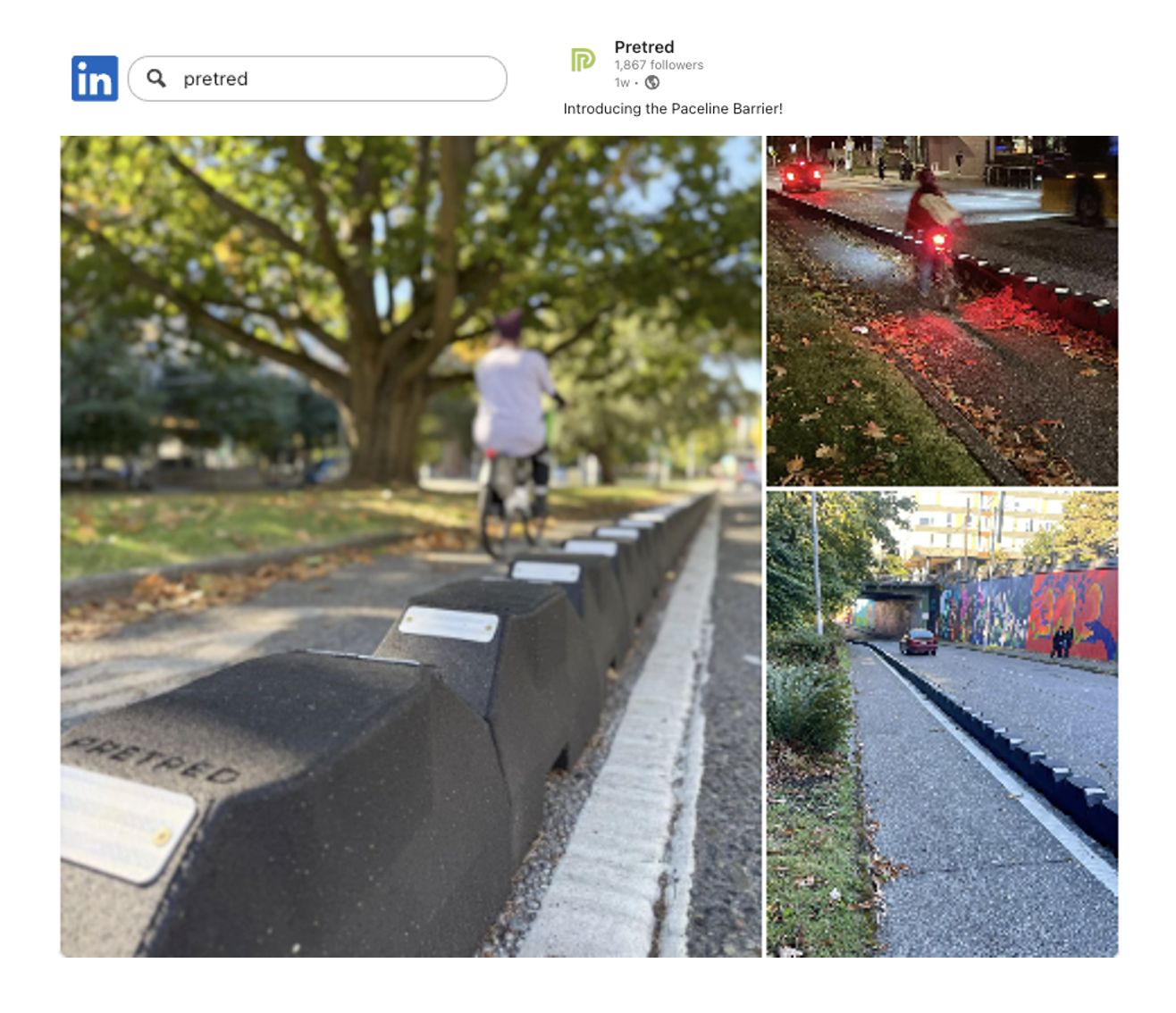 Sustainable bike lane barrier