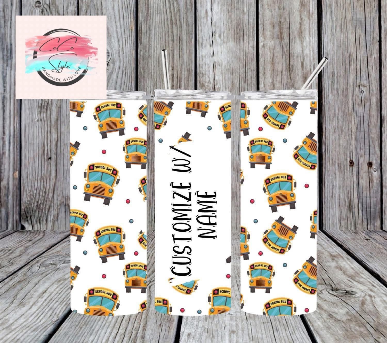 Yellow Bus Pattern Tumbler