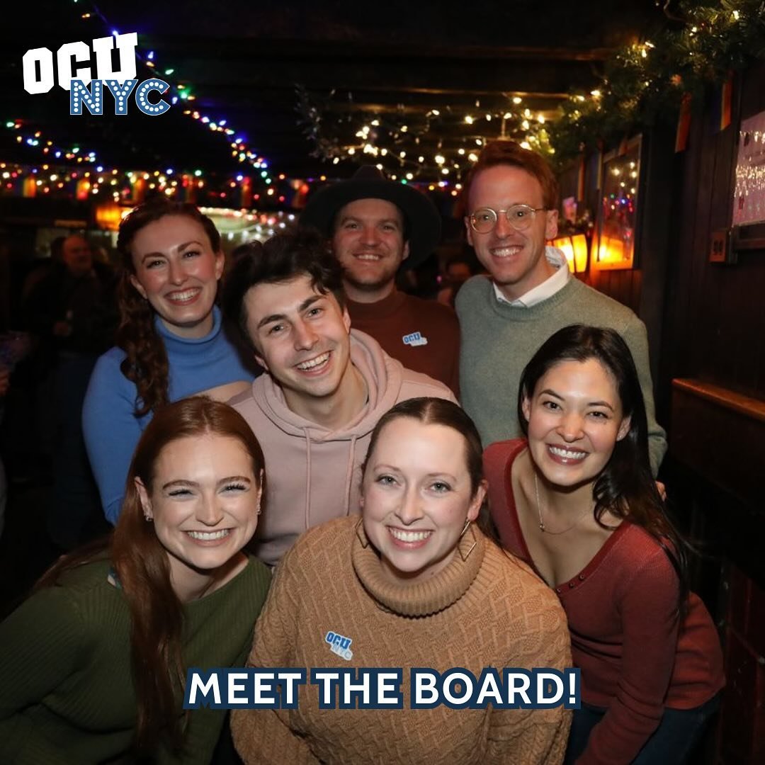 Meet the board of OCUNYC🗽

⭐️ Ali Wonderly (she/her): Executive Director

⭐️ Virginia Newsome-Travers (she/her): Director of Finance

⭐️ Mary Frances Roebuck (she/her): Student Programming Director

⭐️ Luke Gilmore (he/him): Director of Development
