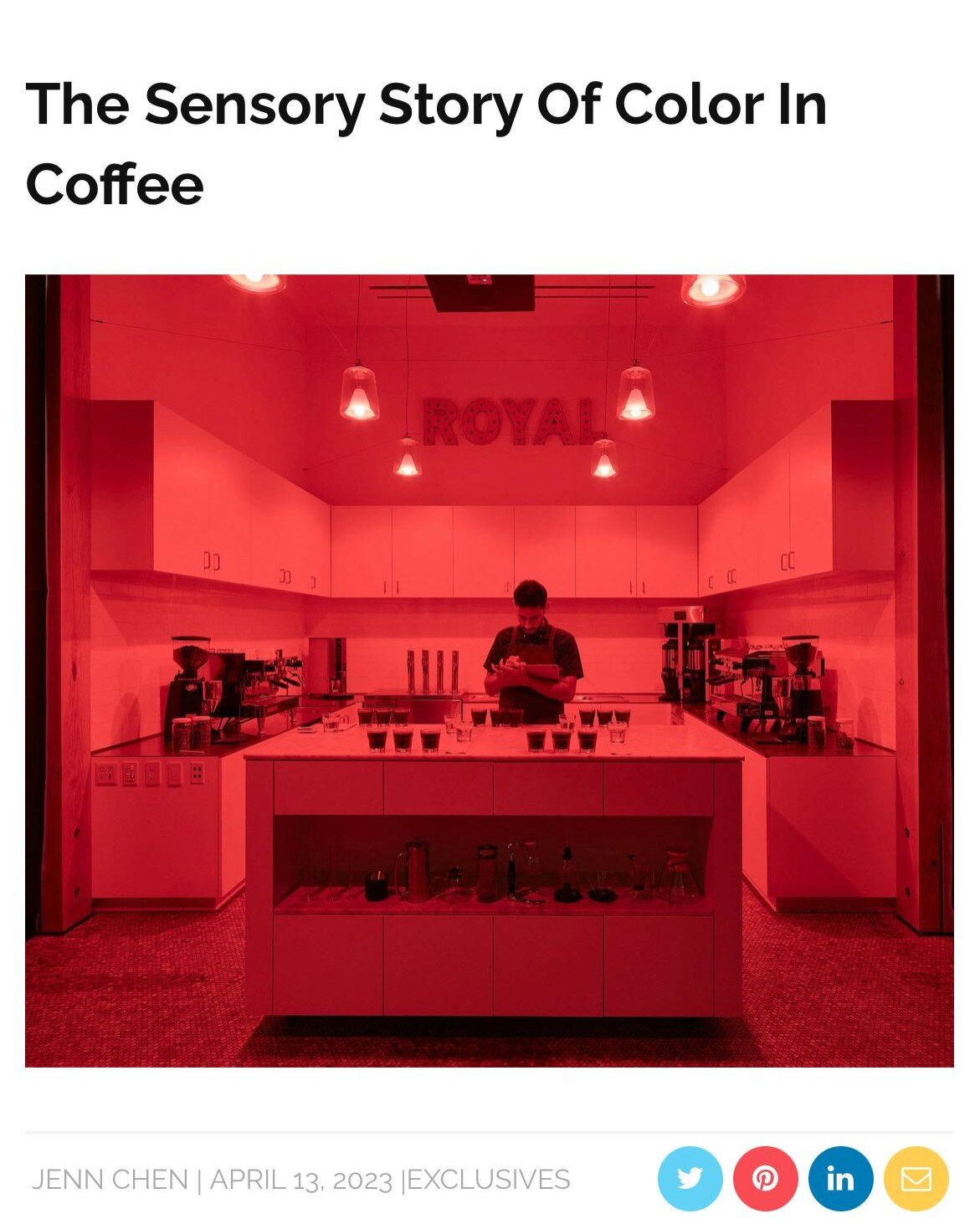 I was recently interviewed for this great piece by @thejennchen for Sprudge about the impact of color on our perception of coffee. I specifically talked about the use of &quot;red-room&quot; tests in @thecqi exams, including triangulation, where the 