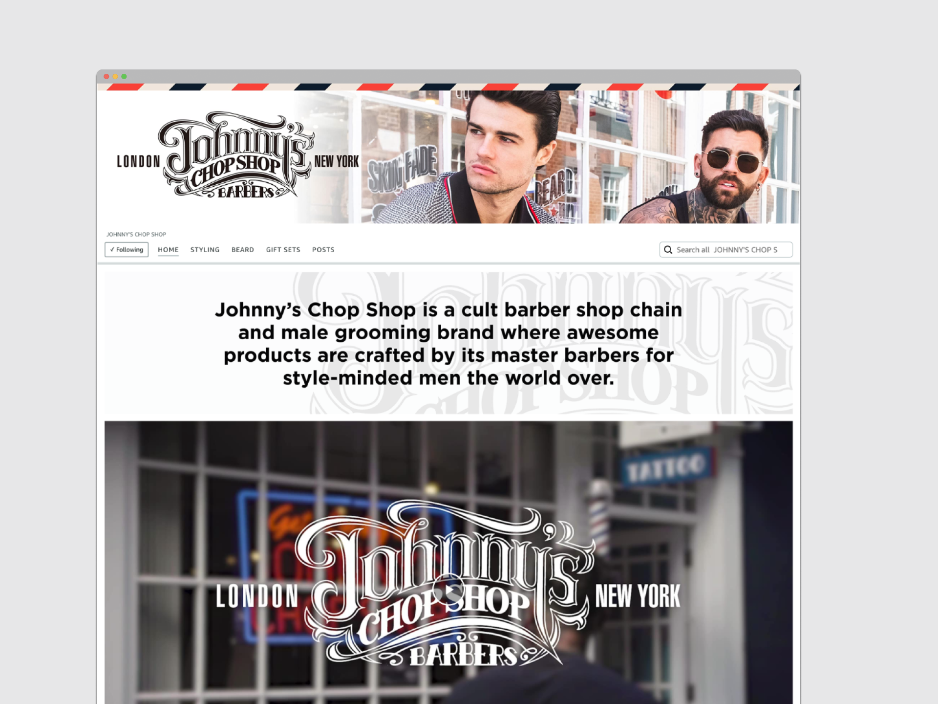 Johnny's Chop Shop Amazon storefront redesign by Manu Valencia, Creative Director