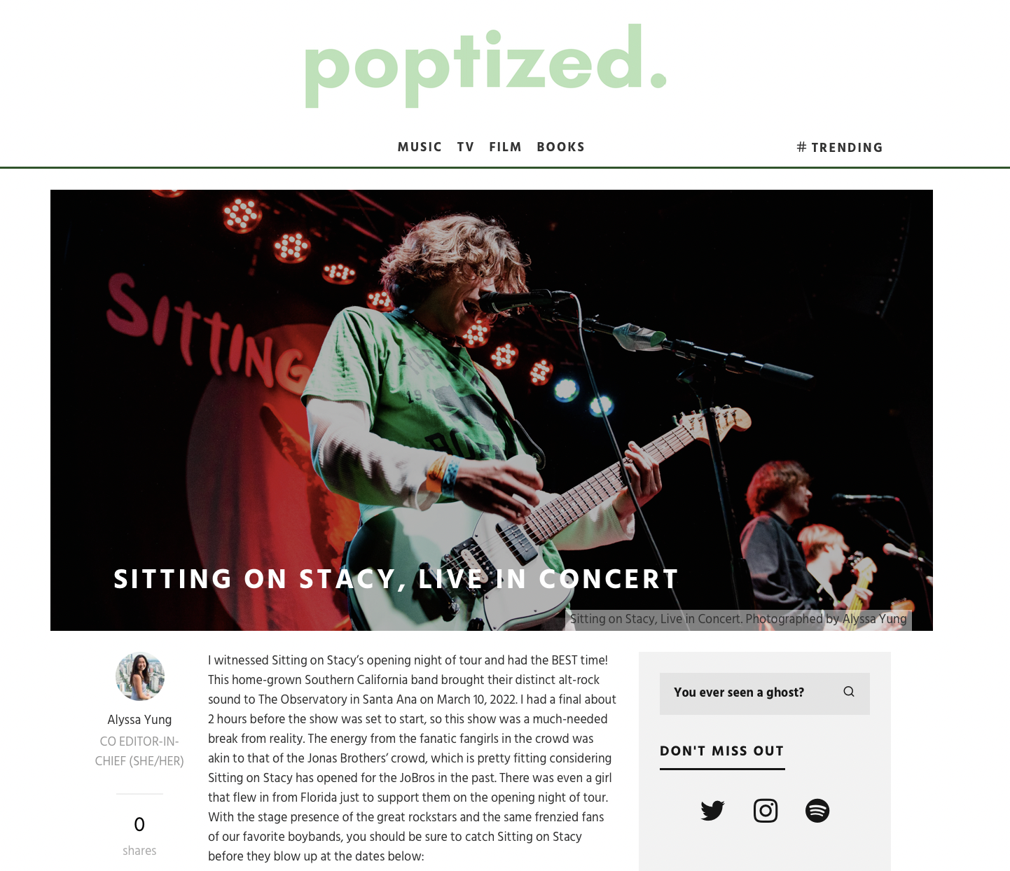 "Sitting On Stacy" - Poptized Magazine