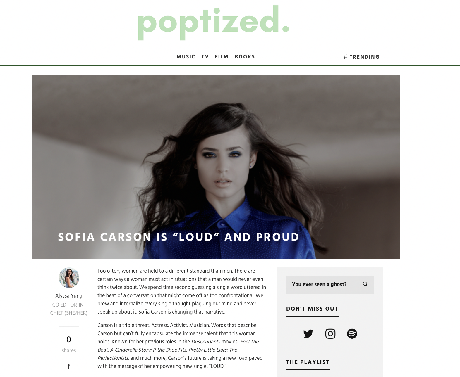 "Sofia Carson" - Poptized Magazine