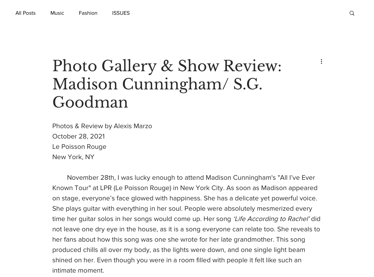"Madison Cunningham / S.G. Goodman" - All or Nothing Magazine
