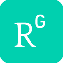 Research Gate logo with turquoise background and white stylized letters R and G