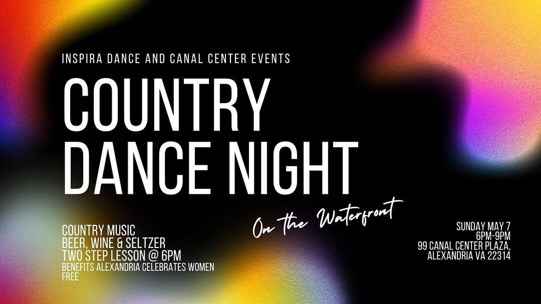 Don&rsquo;t miss this FREE outdoor country dance night next to the Alexandria waterfront at @canalcenterevents ! Come enjoy good music, food and drink, while learning some new moves! 🤠 #country #alexandriava #alexandriavirginia #oldtownalexandria #c