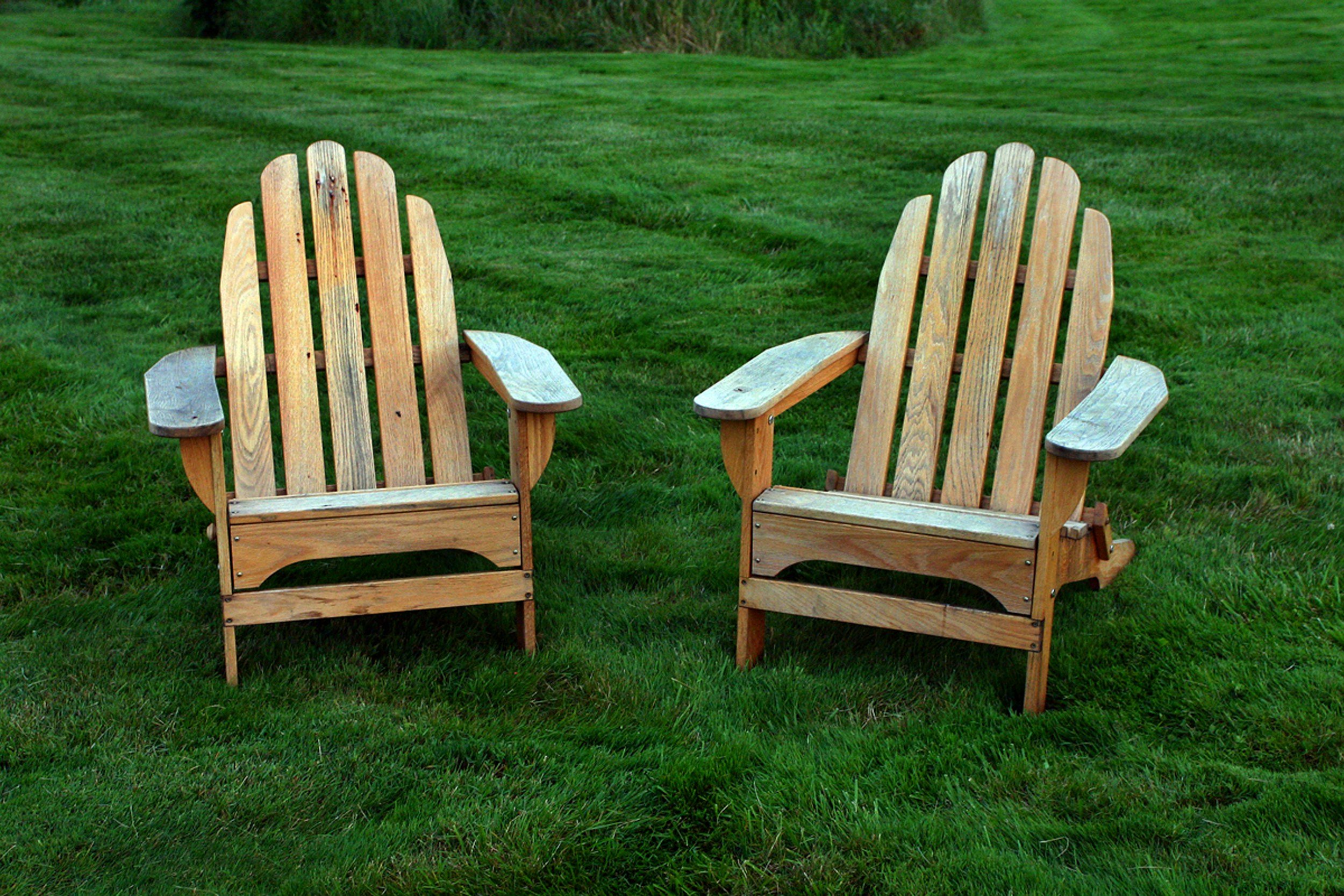 A pair of regular Adirondack chairs