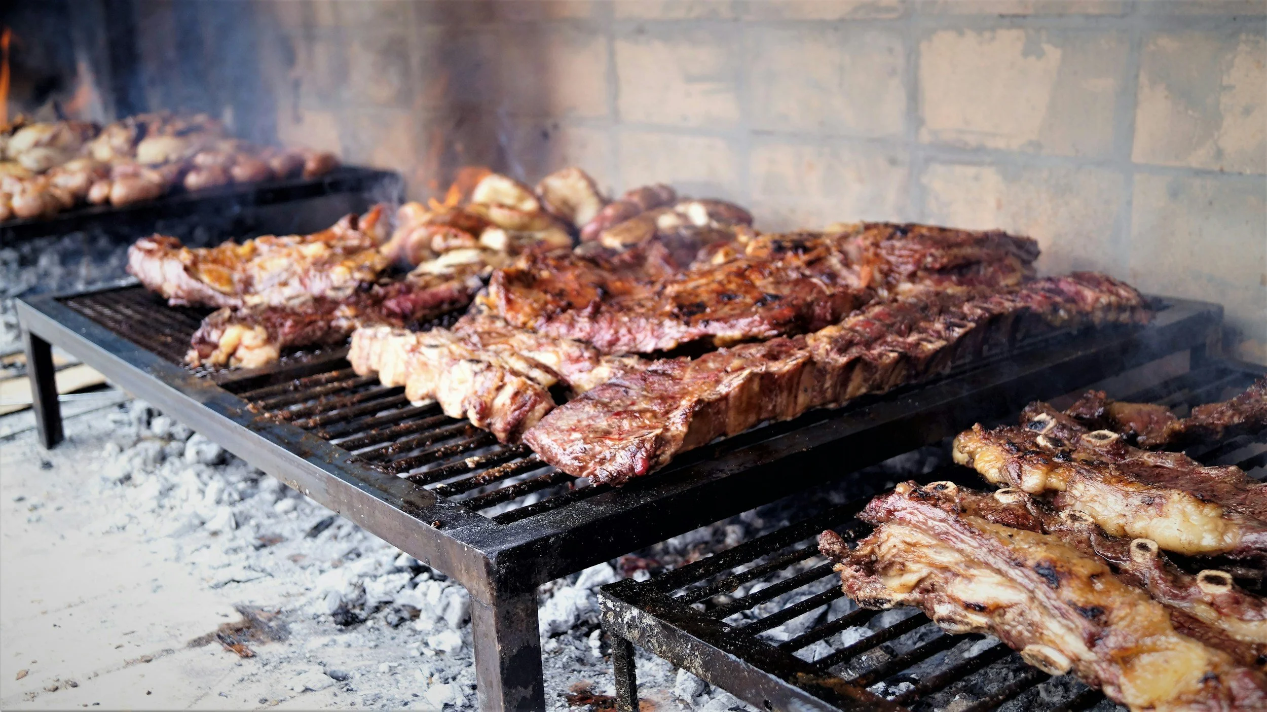 Asado bring grilled on a grate