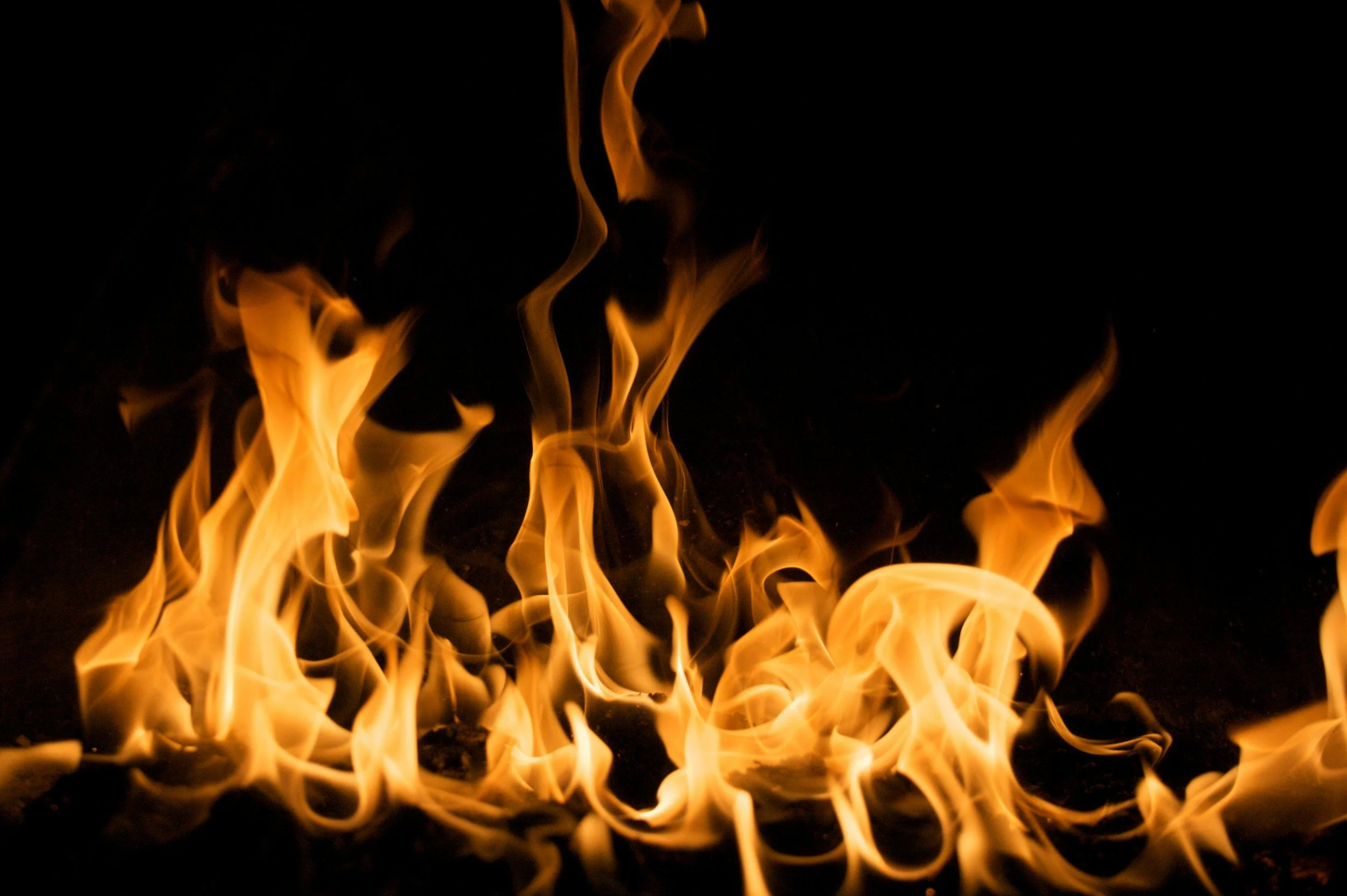 Fire against a dark background