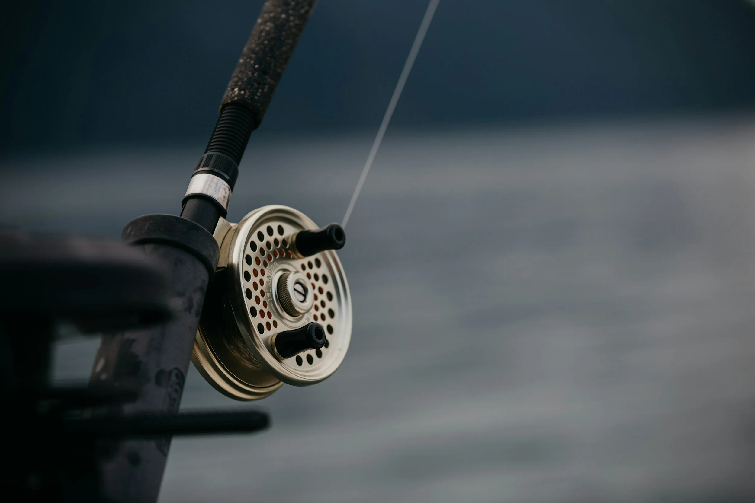 A fishing pole, up close