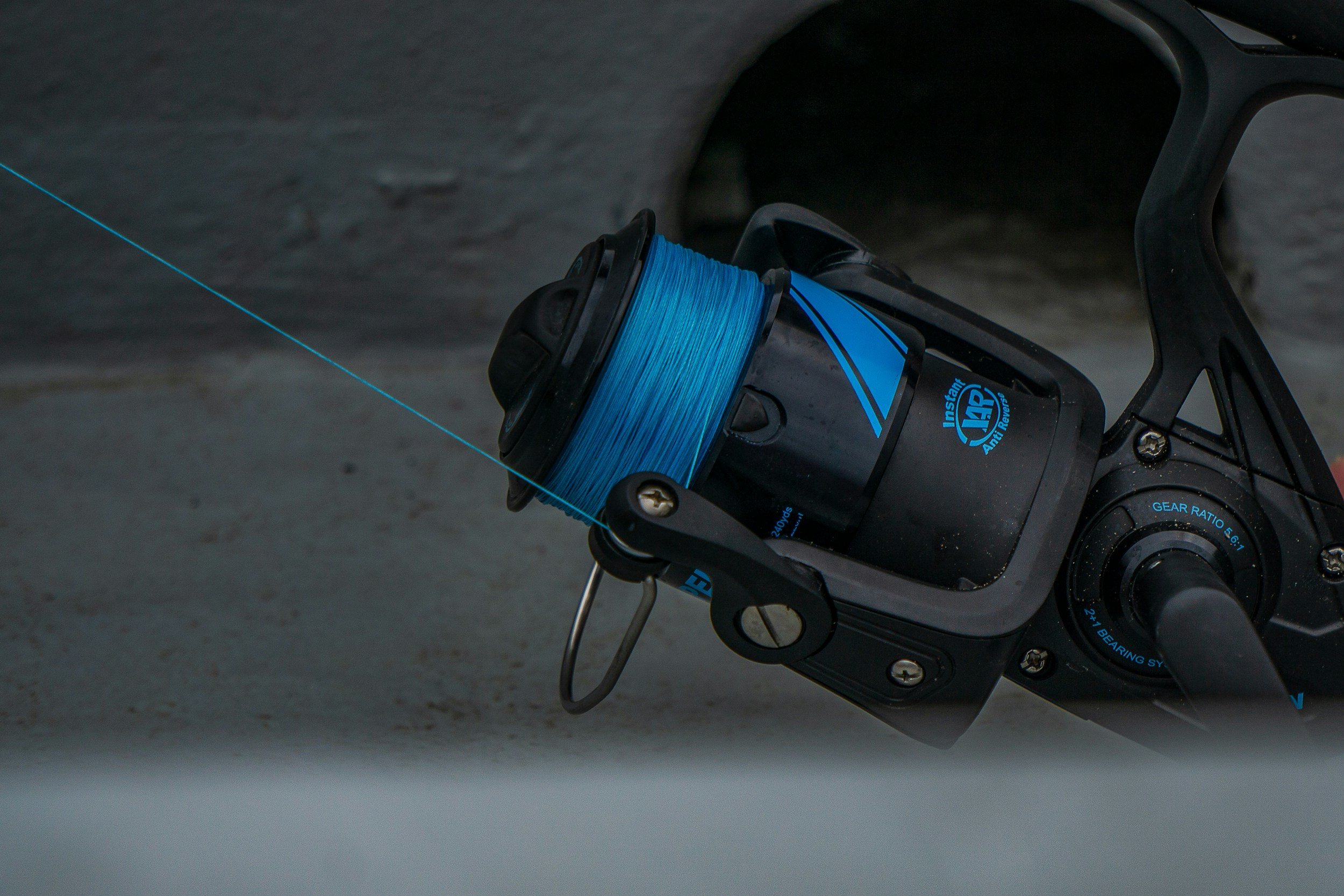 A fishing reel up close