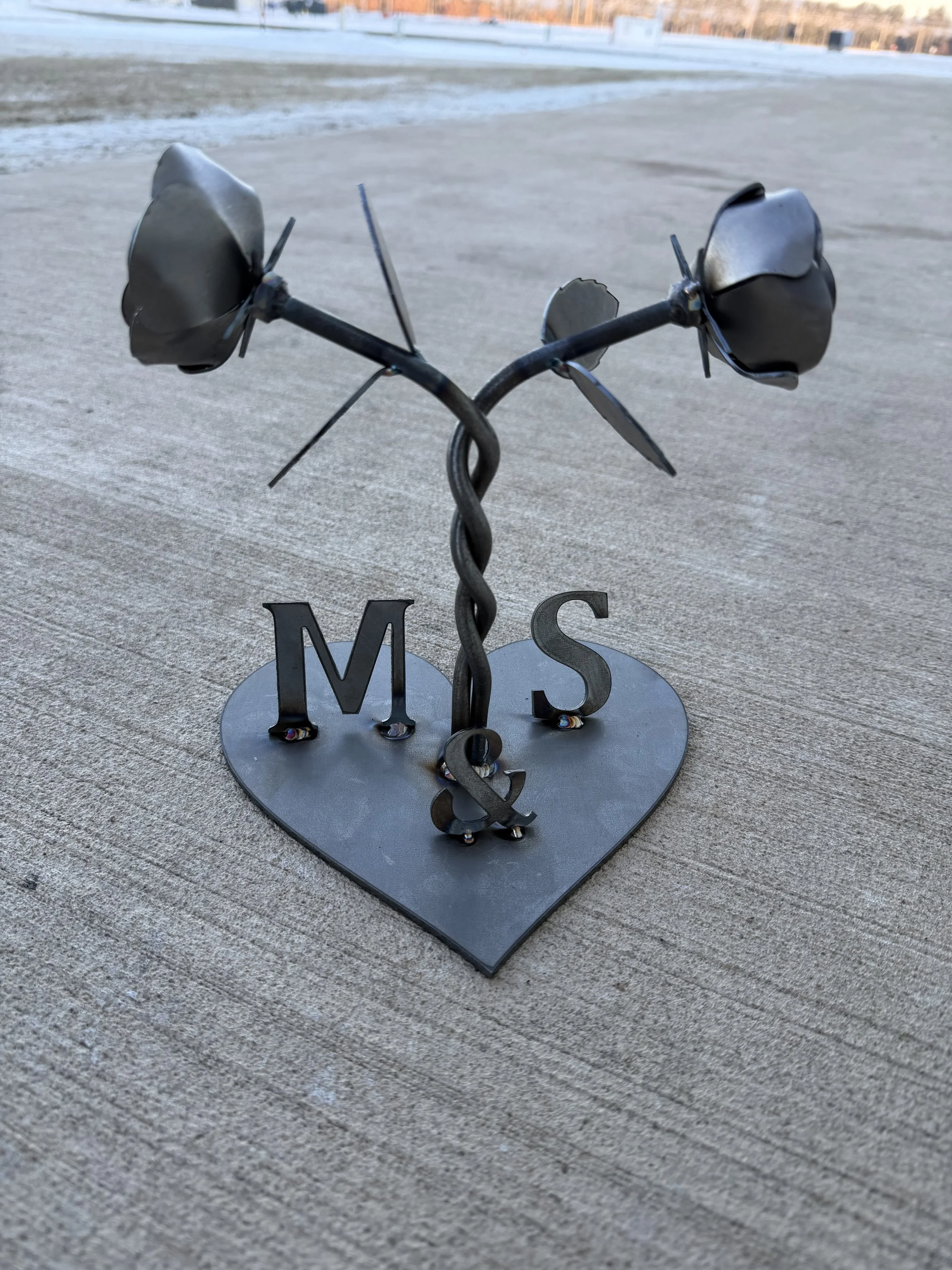 Two Roses Intertwined with Initials