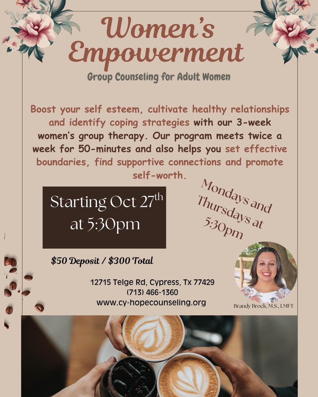 This fall, pour back into you. We all deserve the time and space to nurture our growth. Join others who are also seeking self-discovery, connection, and empowerment as well. Call now to register!
