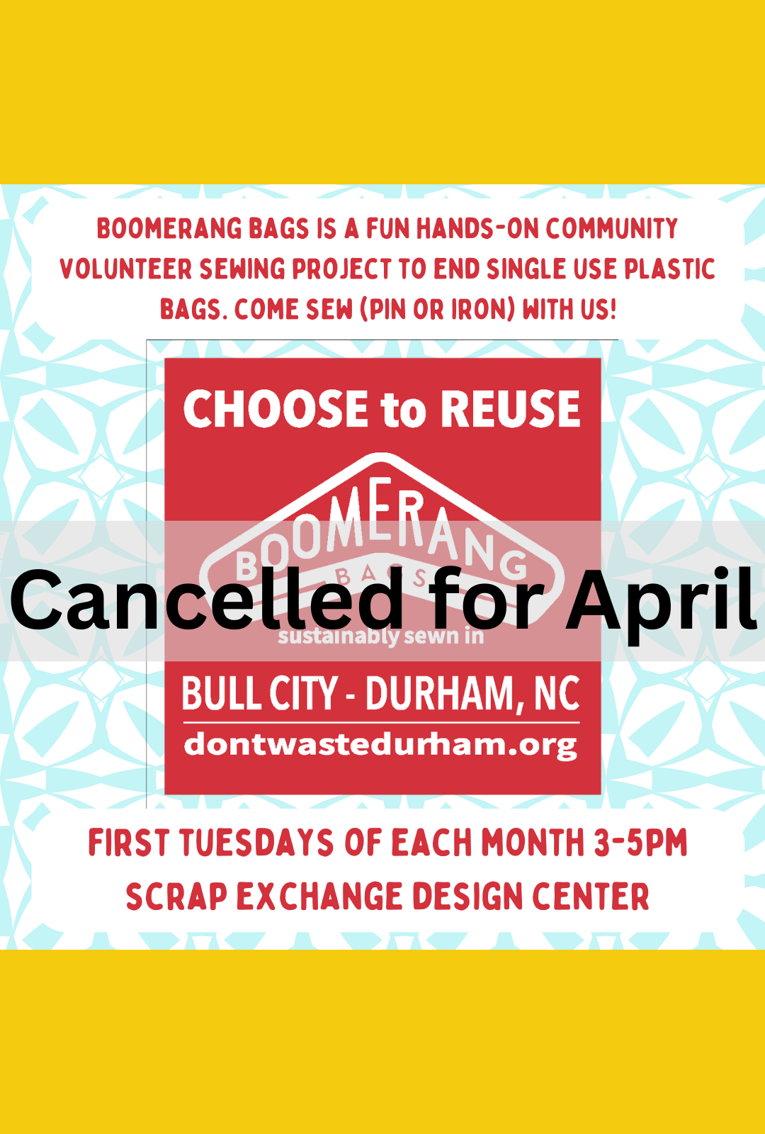 Cancelled - Boomerang Bags