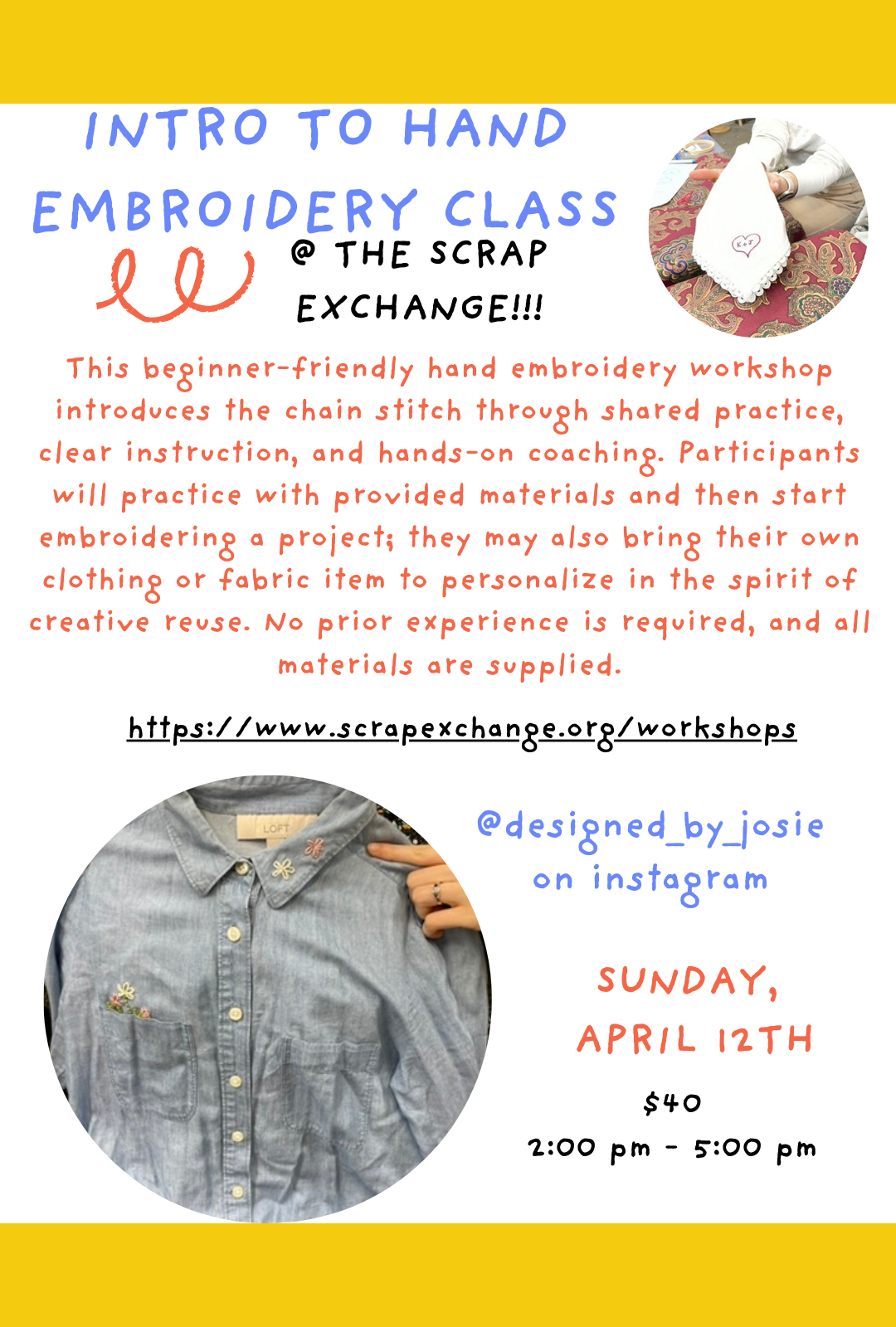 Intro to Hand Embroidery