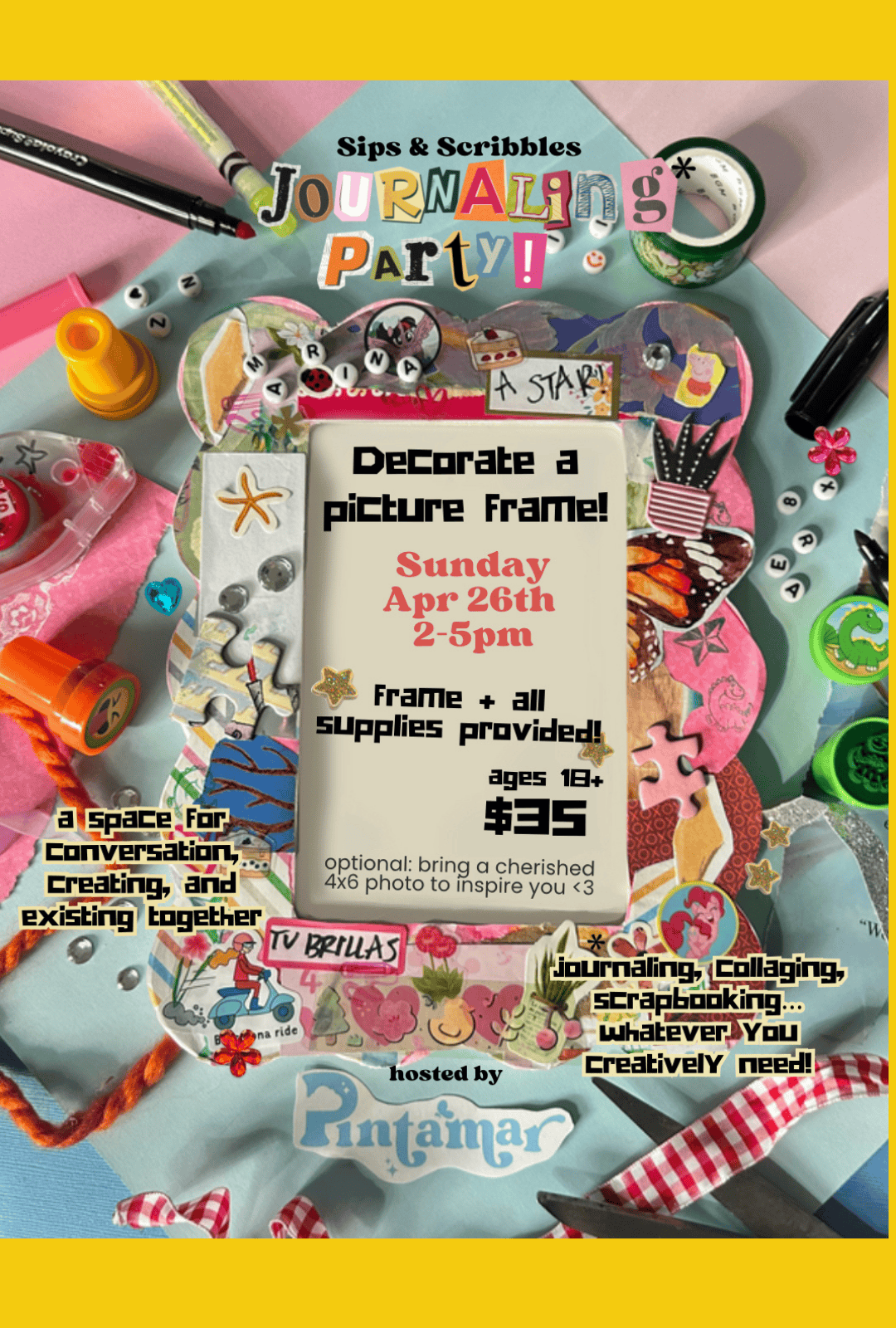 Sips & Scribbles: Picture frame decorating party!